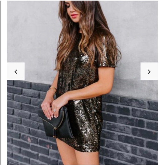 Vici top floor black gold sequin mini dress - Picture 1 of 7